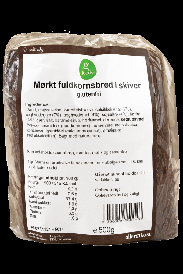 G-FOODS Mørkt Fuldkornsbrød, Glutenfri