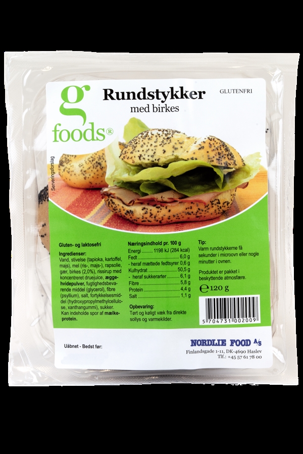 G-FOODS Rundstykker med Birkes, Glutenfri